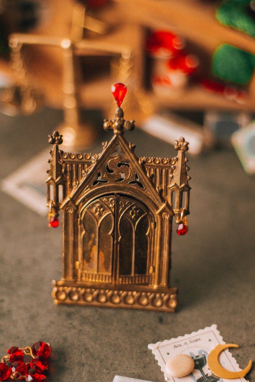 close up of a miniature gothic style building